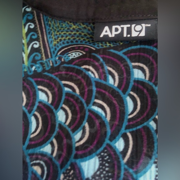 Colorful sheer long sleeve blouse plunging keyhole detail & smock waist w/ tie. - Picture 6 of 12